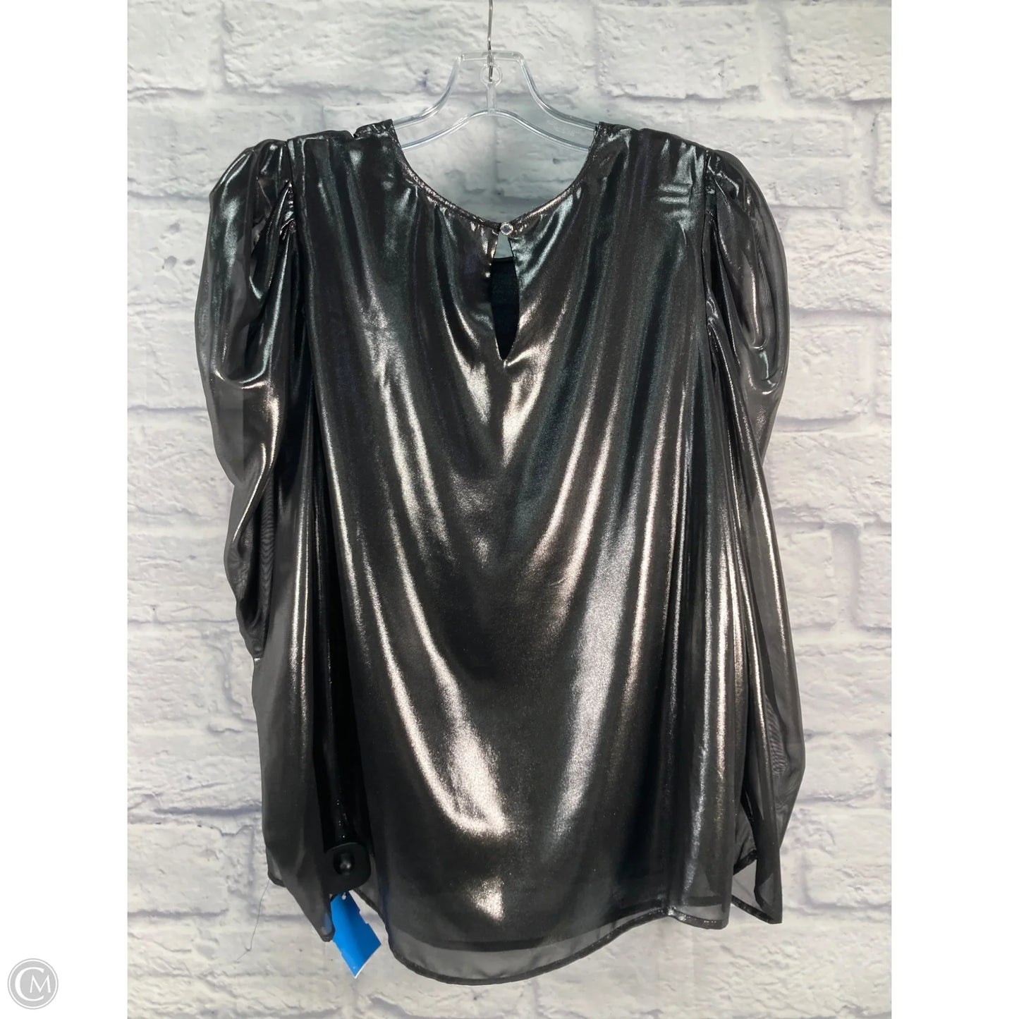 Blouse Long Sleeve By Calvin Klein In Silver, Size: L