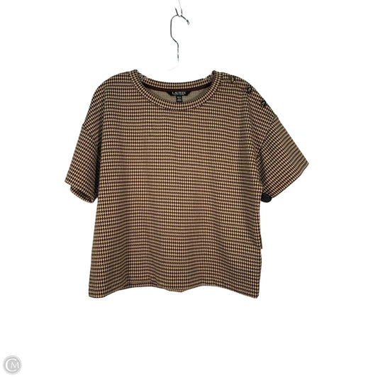 Top Short Sleeve By Lauren By Ralph Lauren In Brown & Cream, Size: Lp