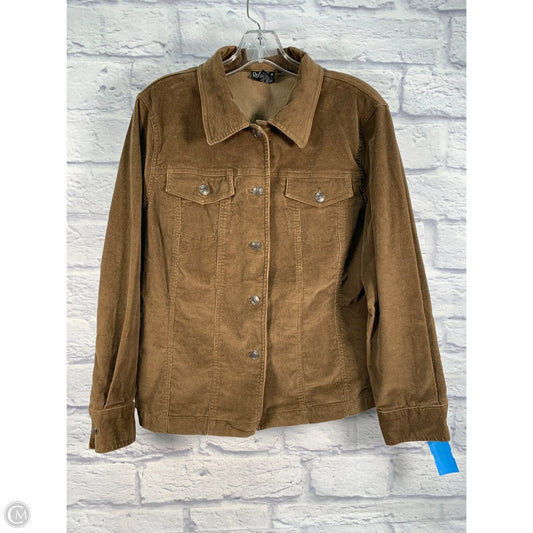 Jacket Shirt By Rafaella In Brown, Size: L