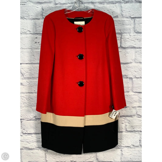 Coat Designer By Kate Spade In Red & Tan, Size: S