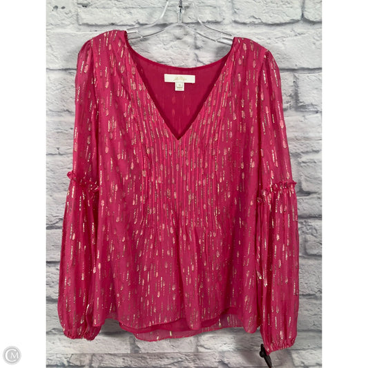 Top Long Sleeve Designer By Lilly Pulitzer In Gold & Pink, Size: M