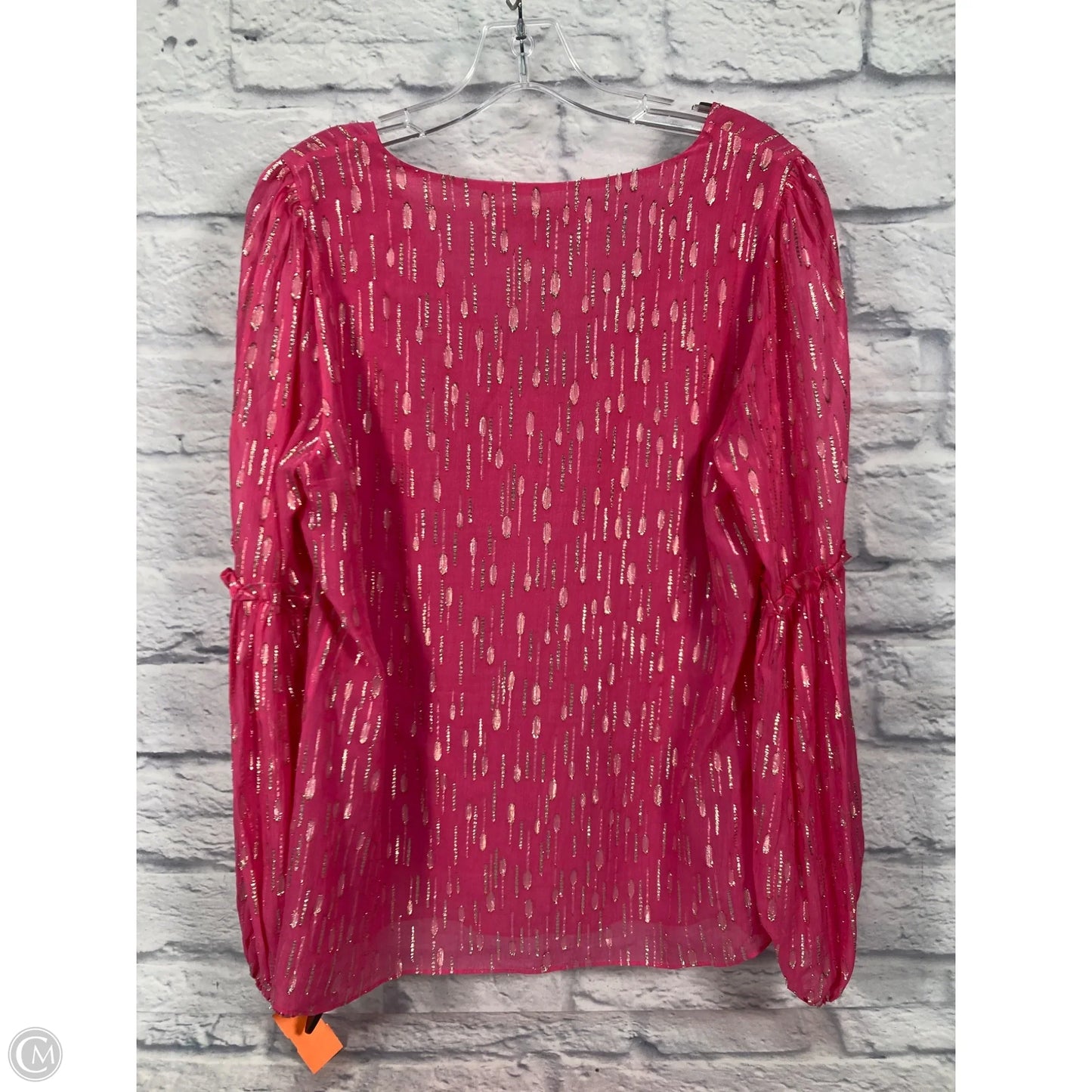 Top Long Sleeve Designer By Lilly Pulitzer In Gold & Pink, Size: M