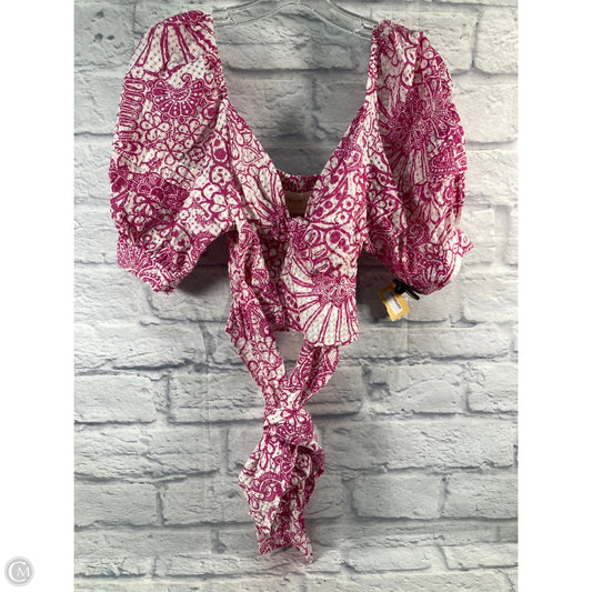 Blouse Short Sleeve By Maeve In Pink & White, Size: M