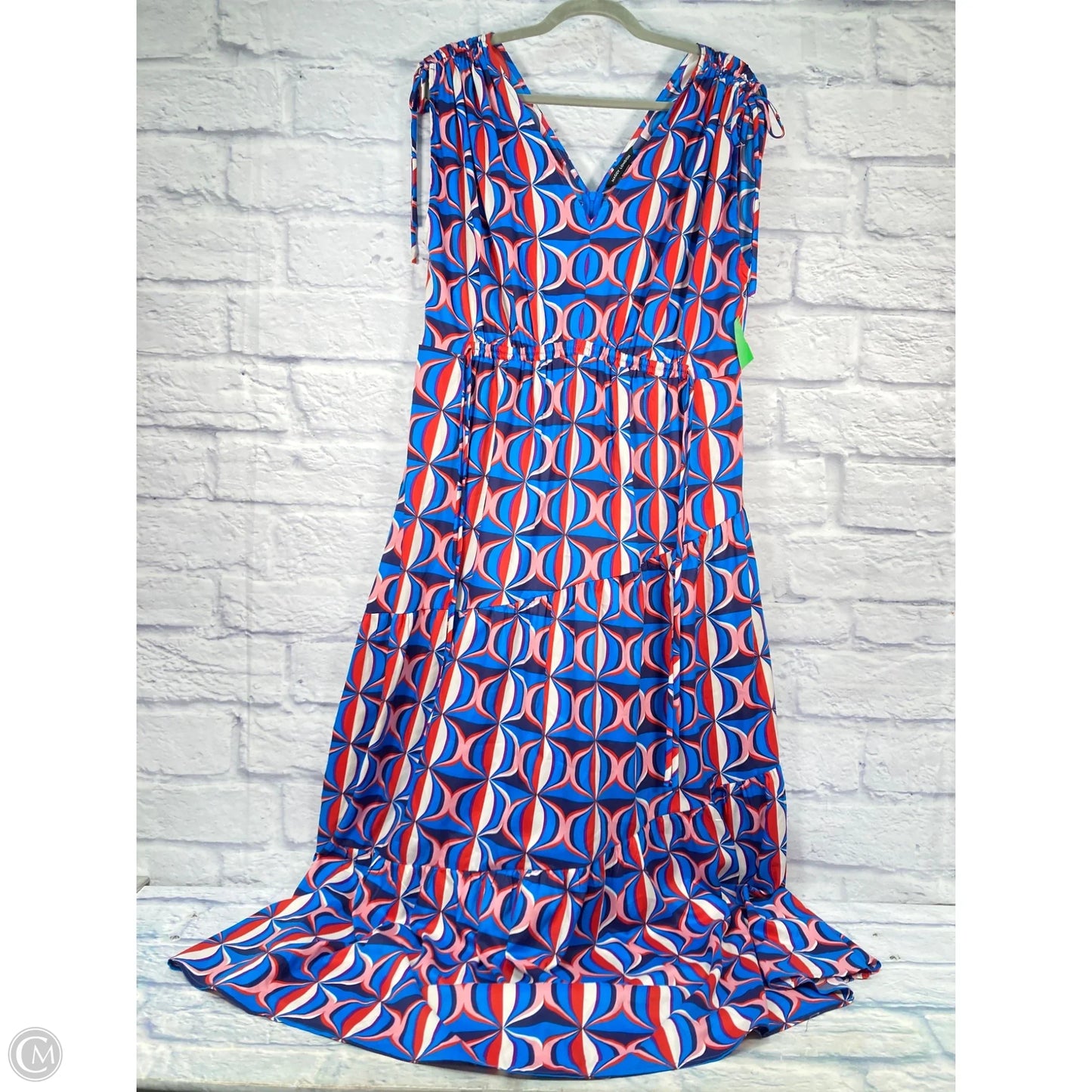 Dress Party Long By Maggy London In Blue & Red & White, Size: Xl