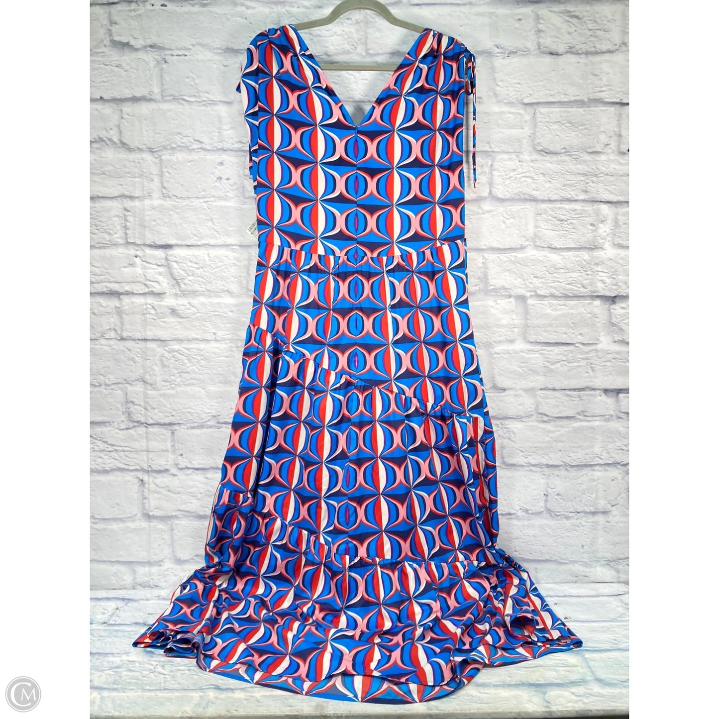 Dress Party Long By Maggy London In Blue & Red & White, Size: Xl