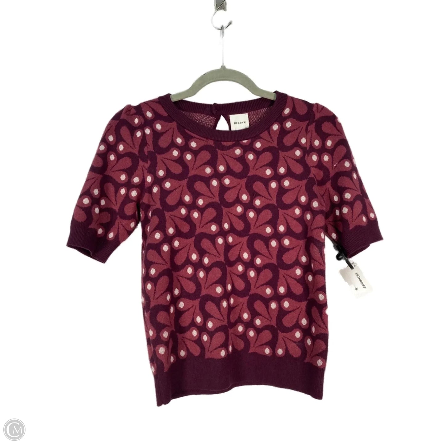 Sweater Short Sleeve By Maeve In Maroon, Size: Xxs