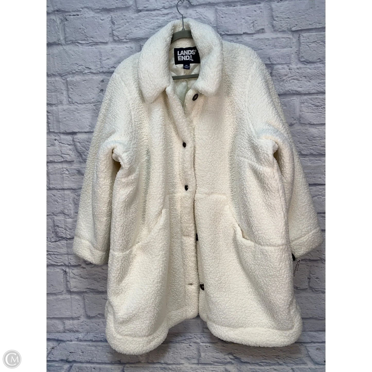 Jacket Faux Fur & Sherpa By Lands End In Cream, Size: 2x