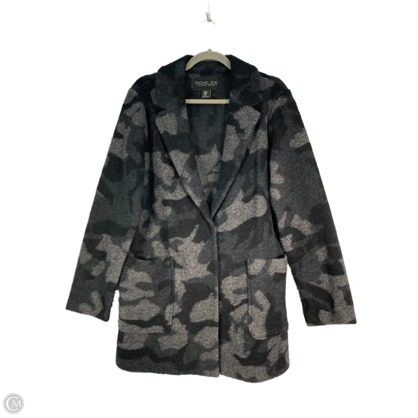 Coat Peacoat By Rachel Zoe In Black & Grey, Size: M