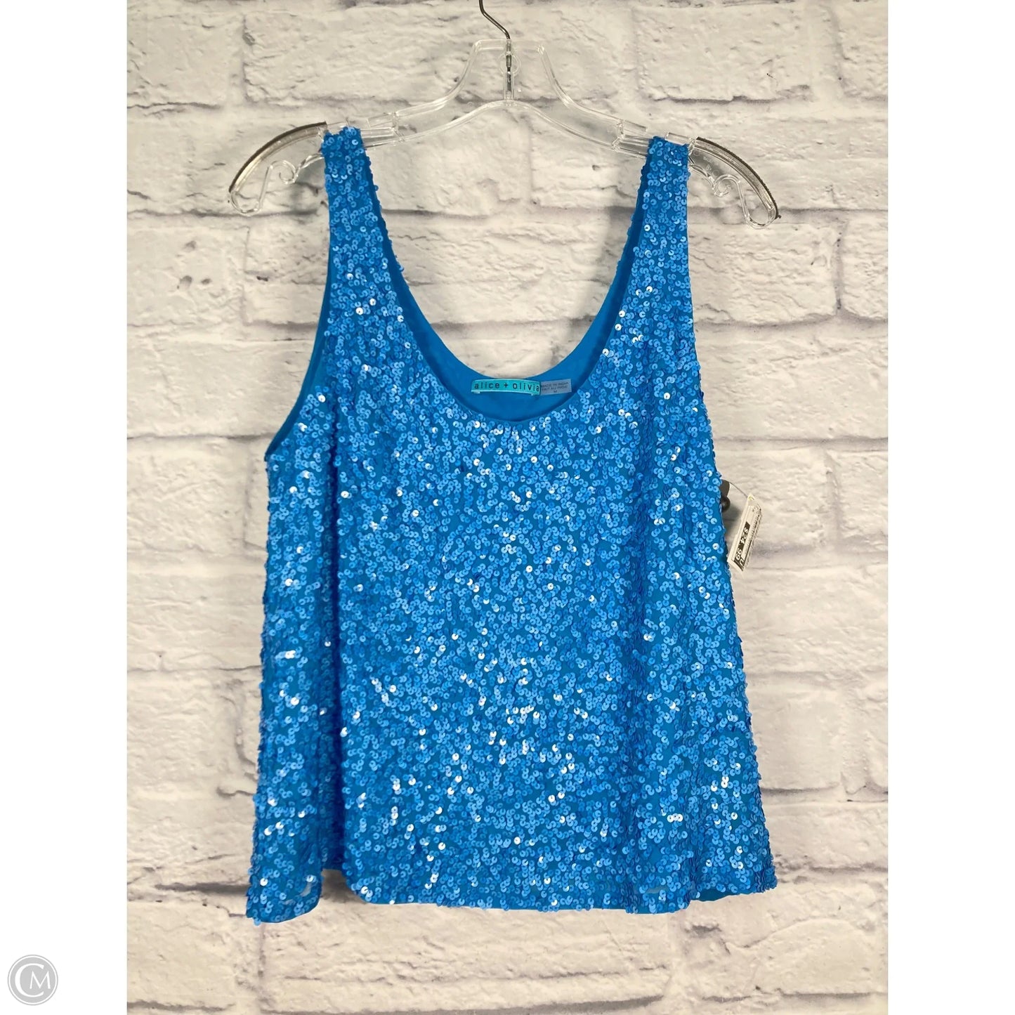 Top Sleeveless Designer By Alice + Olivia In Blue, Size: M