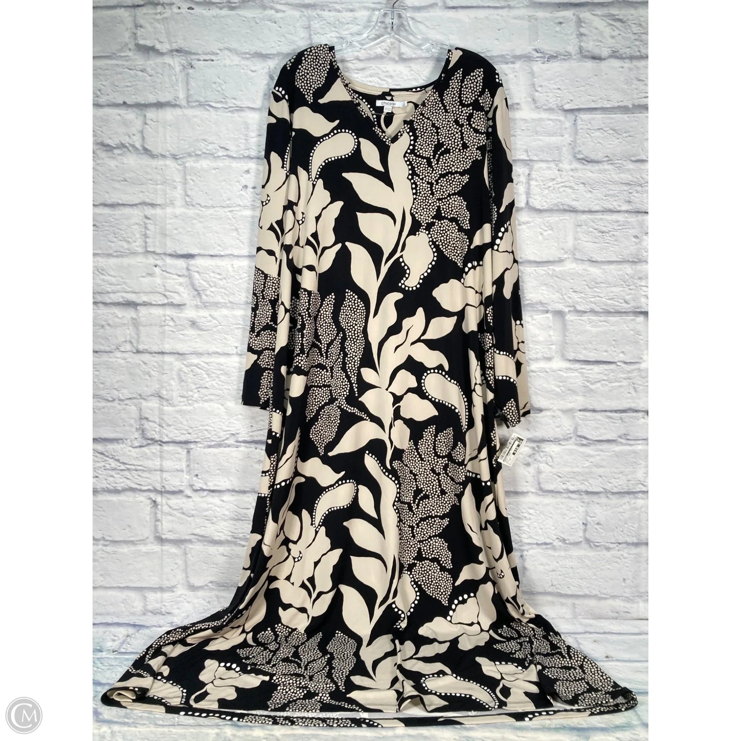 Dress Casual Maxi By Chicos In Black & Cream, Size: 2x