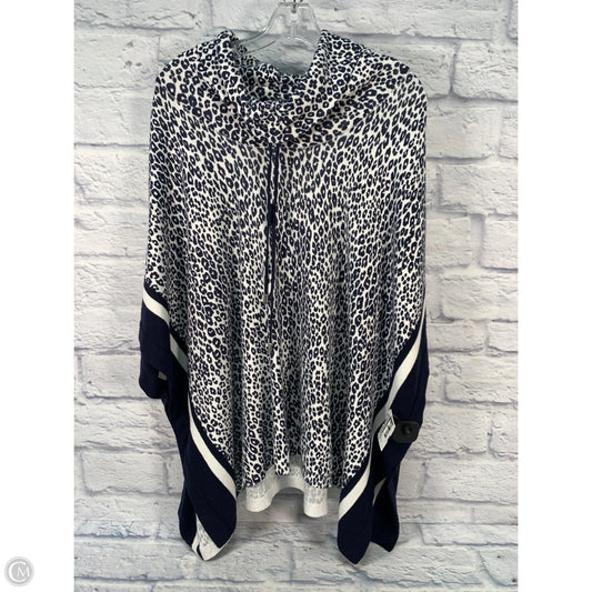 Poncho By Chicos In Blue & Cream, Size: S