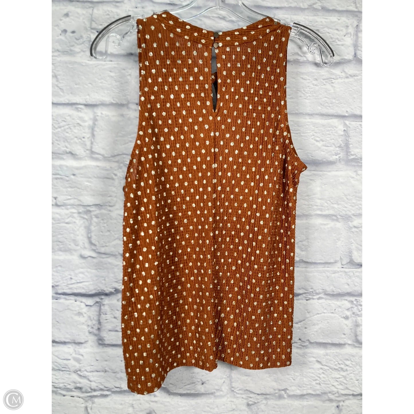 Top Sleeveless By Anthropologie In Brown & Gold, Size: S