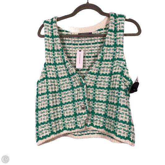 Vest Sweater By Anthropologie In Cream & Green, Size: S