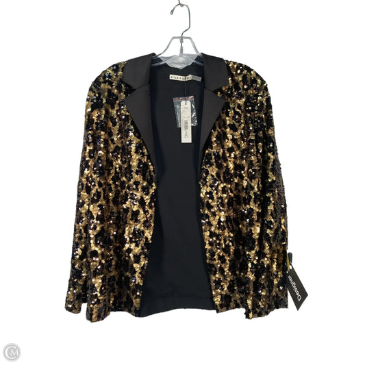 Blazer Designer By Alice + Olivia In Black & Gold, Size: M