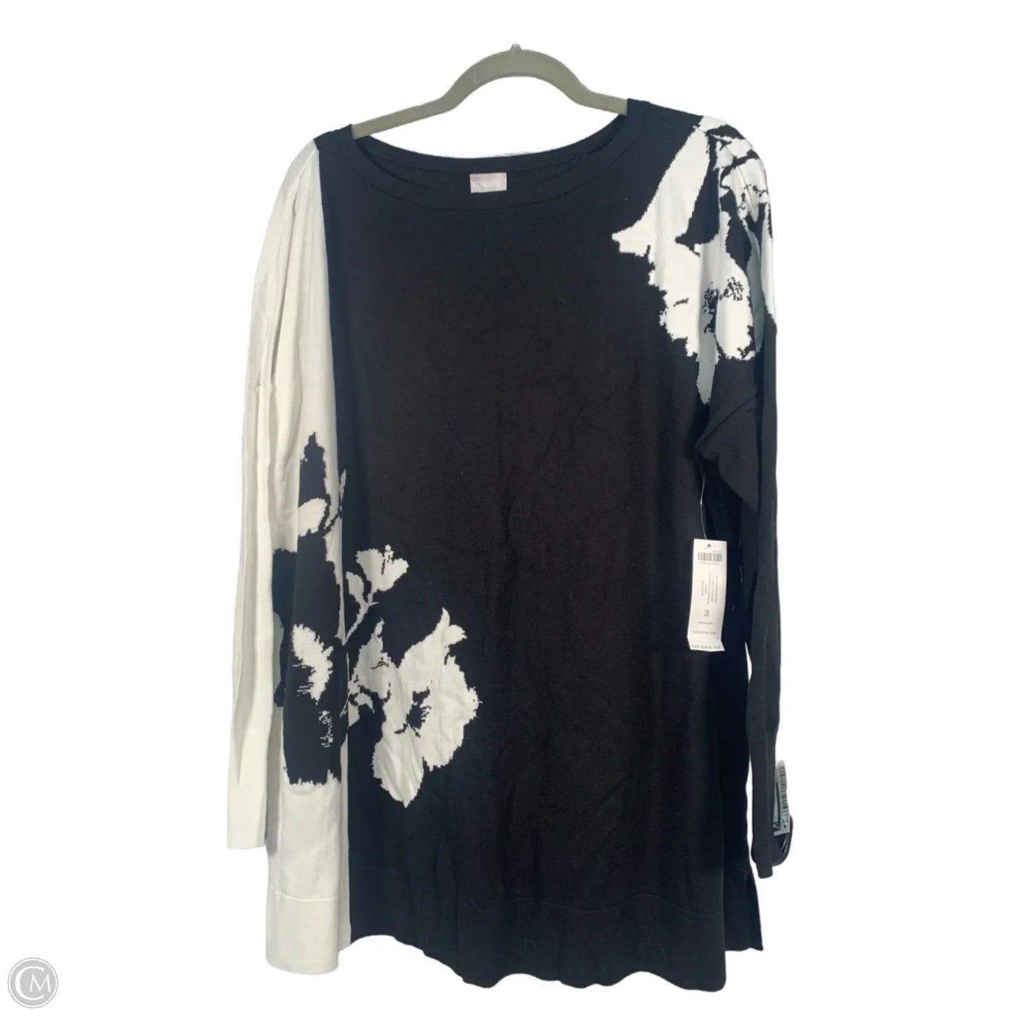 Sweater By Chicos In Black & Cream, Size: Xl