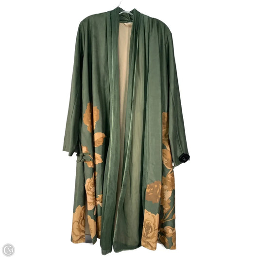 Coat Peacoat By Soft Surroundings In Green & Tan, Size: L