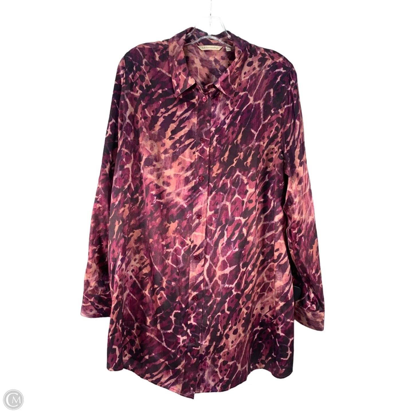 Tunic Long Sleeve By Soft Surroundings In Pink & Purple, Size: Xl