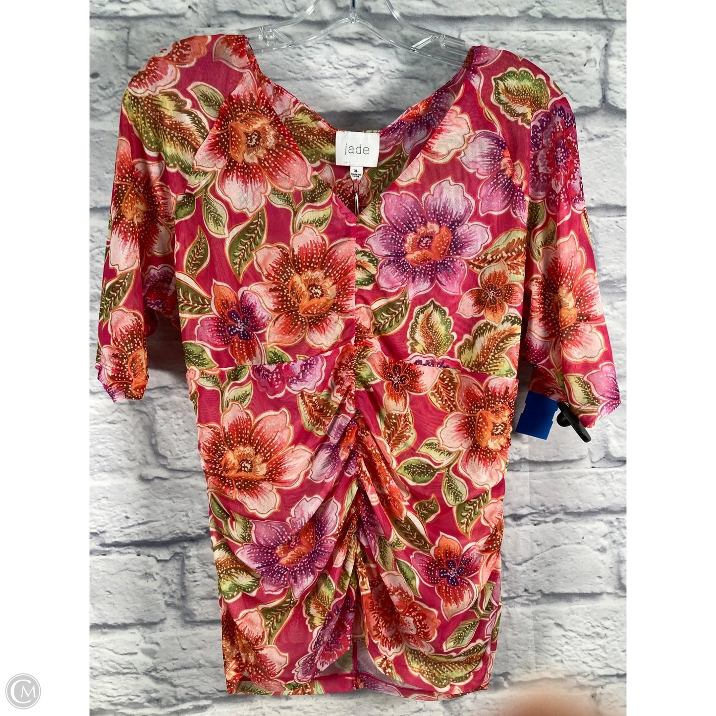 Top Short Sleeve By Johnny Was In Orange & Pink, Size: Xl