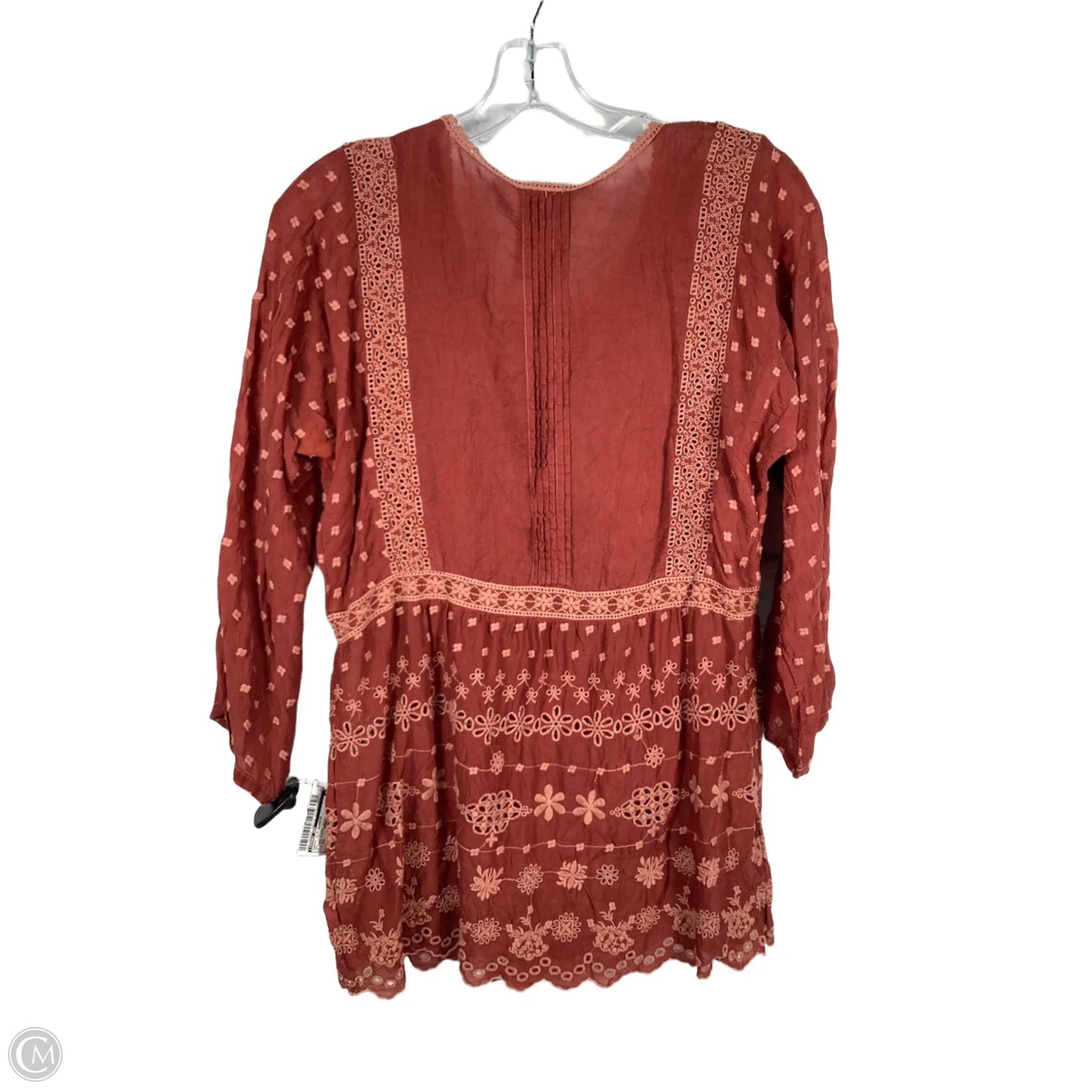 Tunic 3/4 Sleeve By Johnny Was In Red, Size: Xs