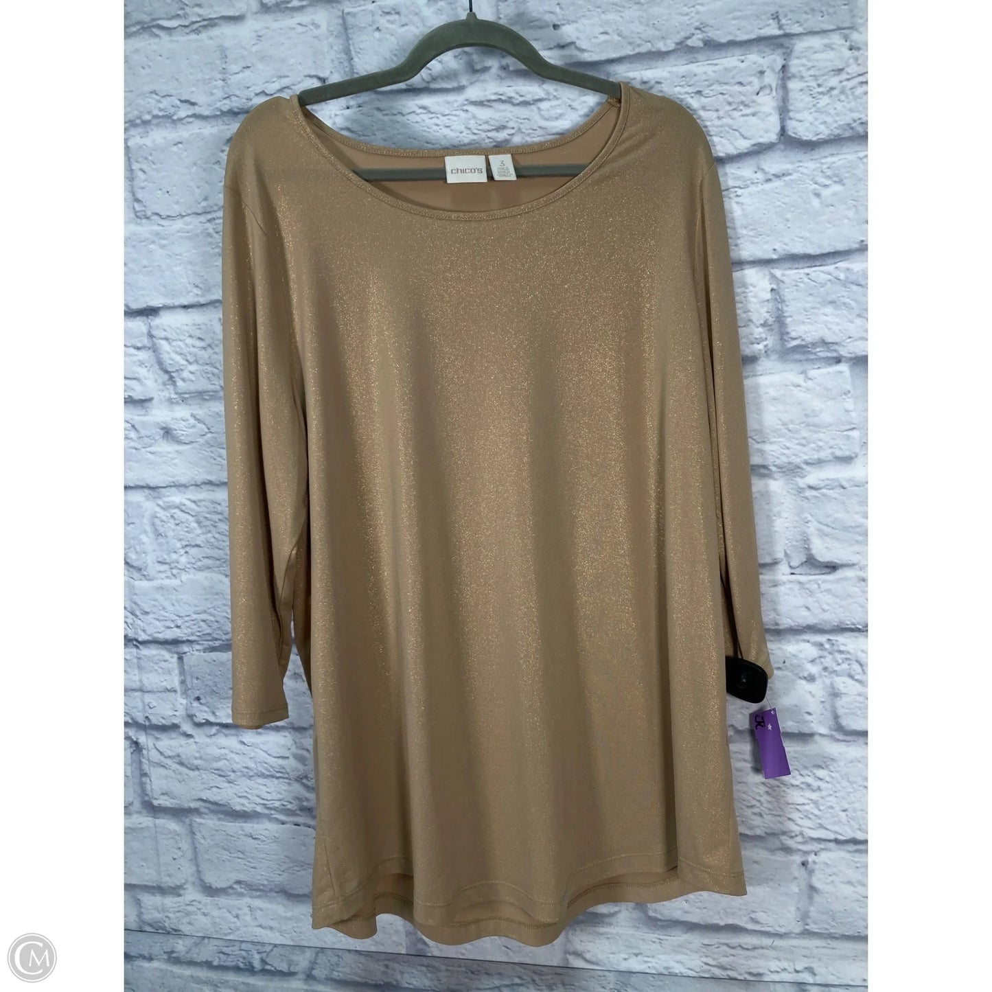 Tunic 3/4 Sleeve By Chicos In Gold, Size: Xl