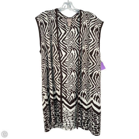 Sweater Cardigan By Chicos In Animal Print, Size: L