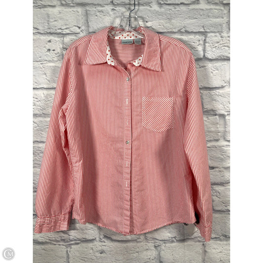 Blouse Long Sleeve By Chicos In Red & White, Size: L