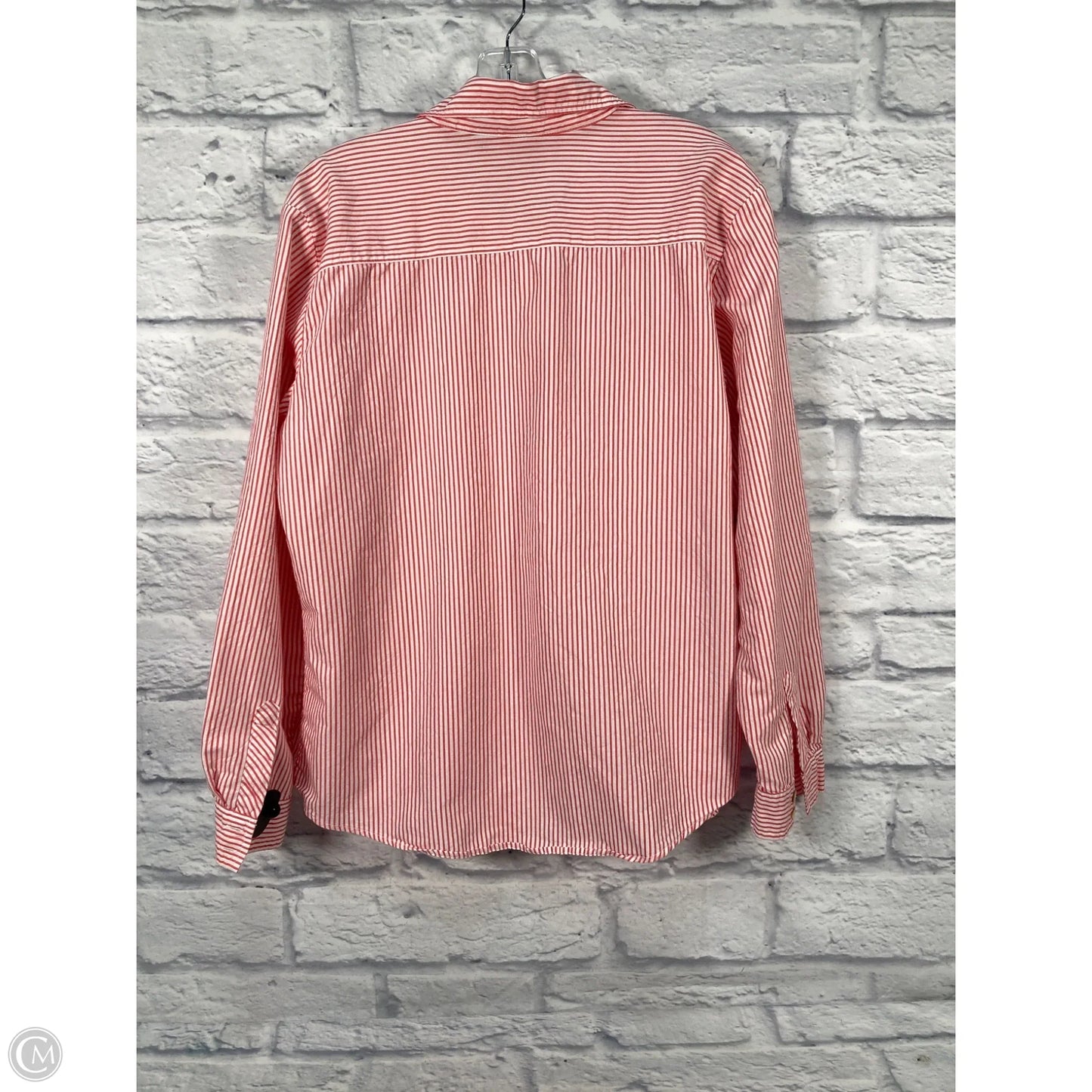 Blouse Long Sleeve By Chicos In Red & White, Size: L