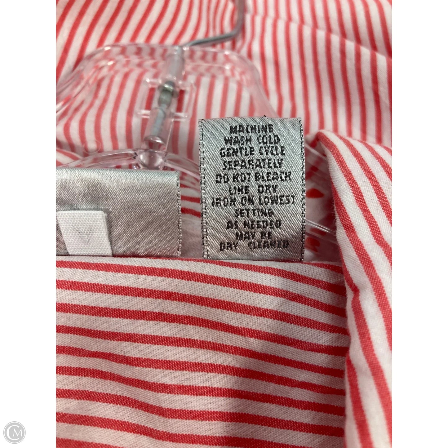 Blouse Long Sleeve By Chicos In Red & White, Size: L