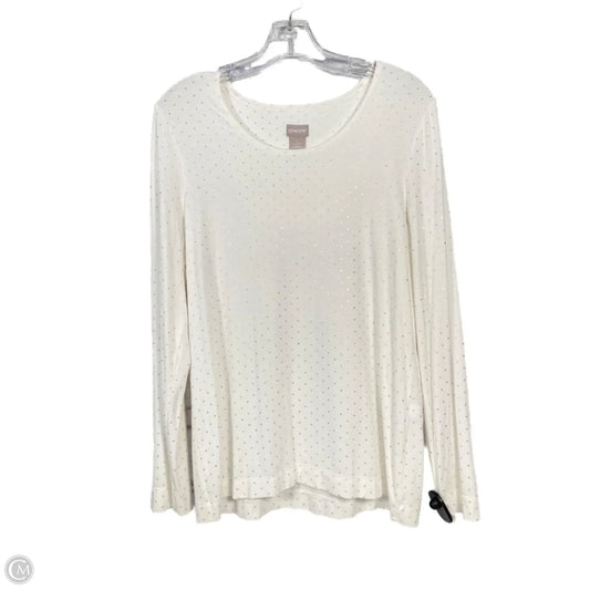 Top Long Sleeve By Chicos In Silver & White, Size: S