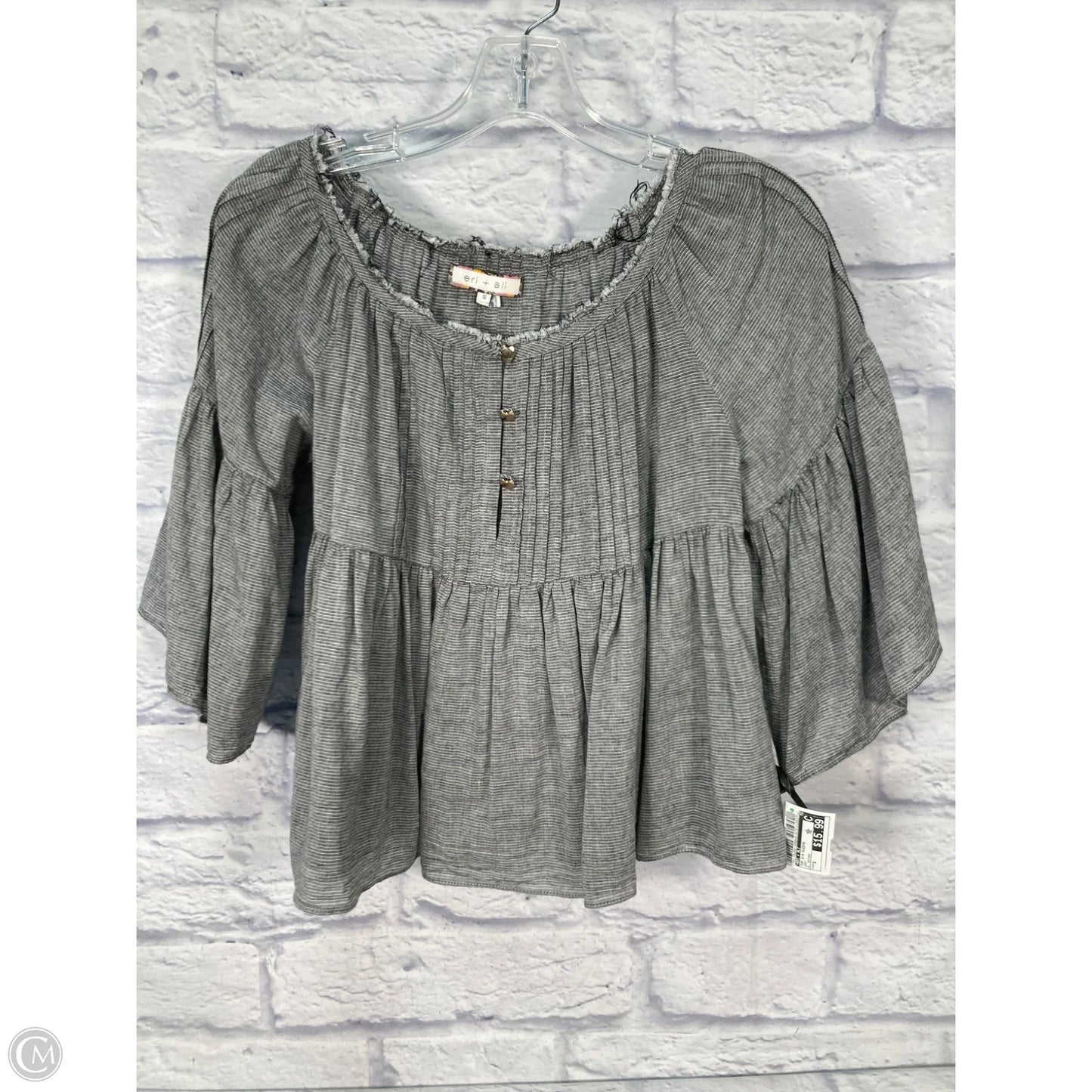 Top 3/4 Sleeve By Eri + Ali In Grey, Size: S