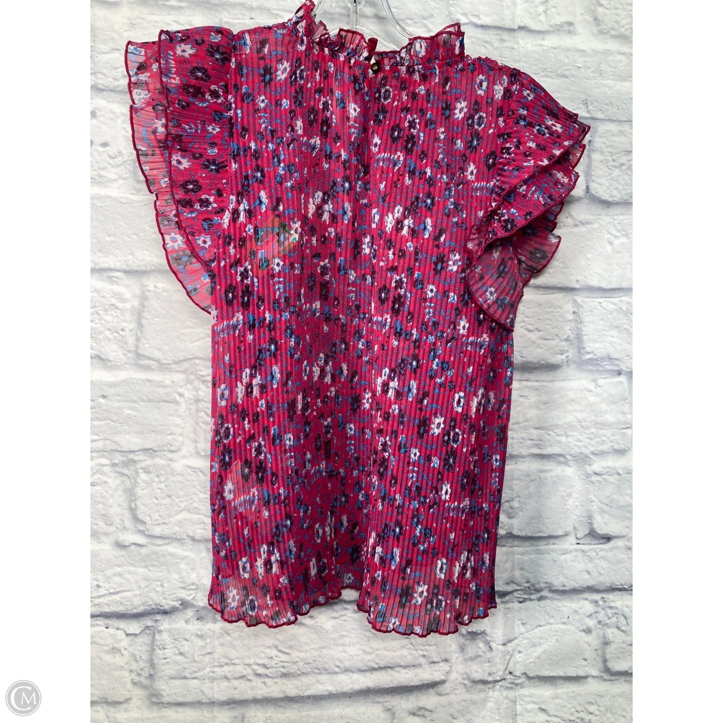 Blouse Short Sleeve By Anthropologie In Blue & Purple, Size: Xs