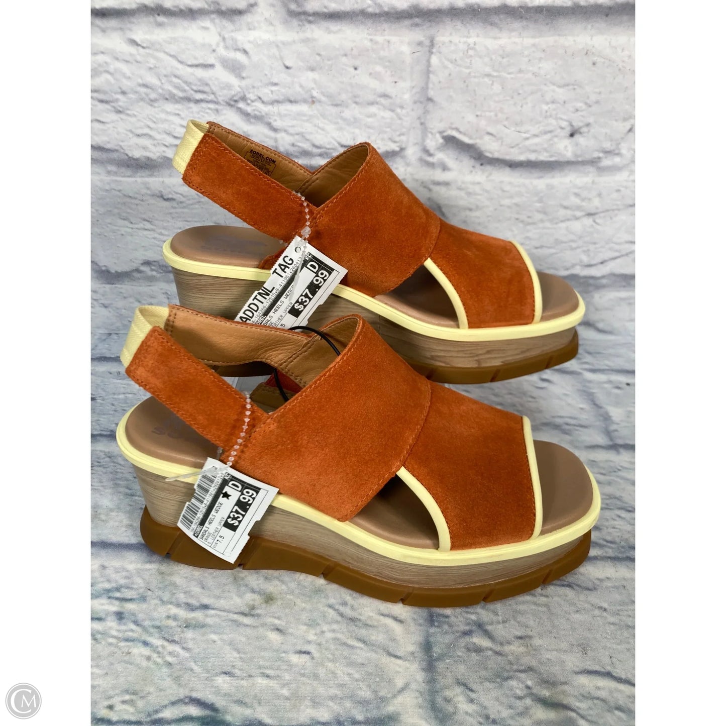 Sandals Heels Wedge By Sorel In Orange, Size: 7.5