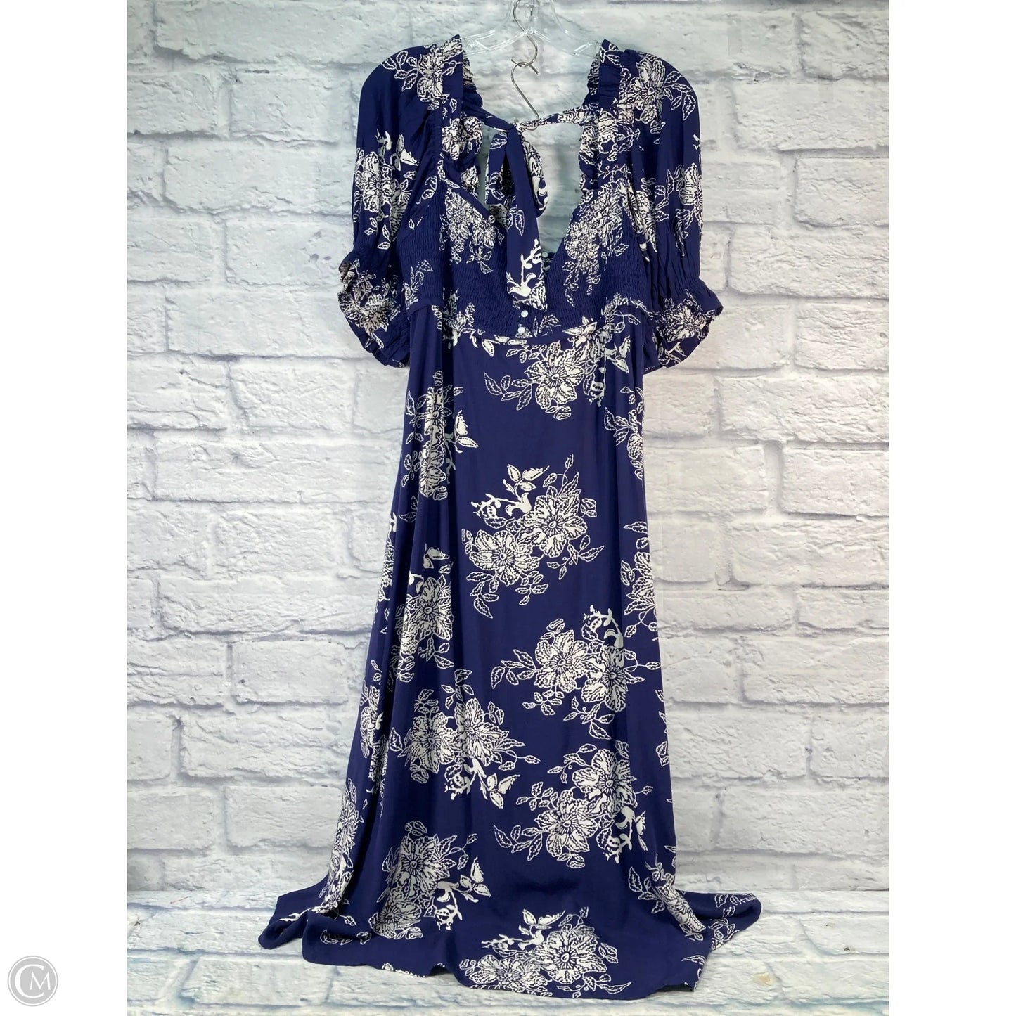 Dress Casual Midi By Anthropologie In Blue & White, Size: S