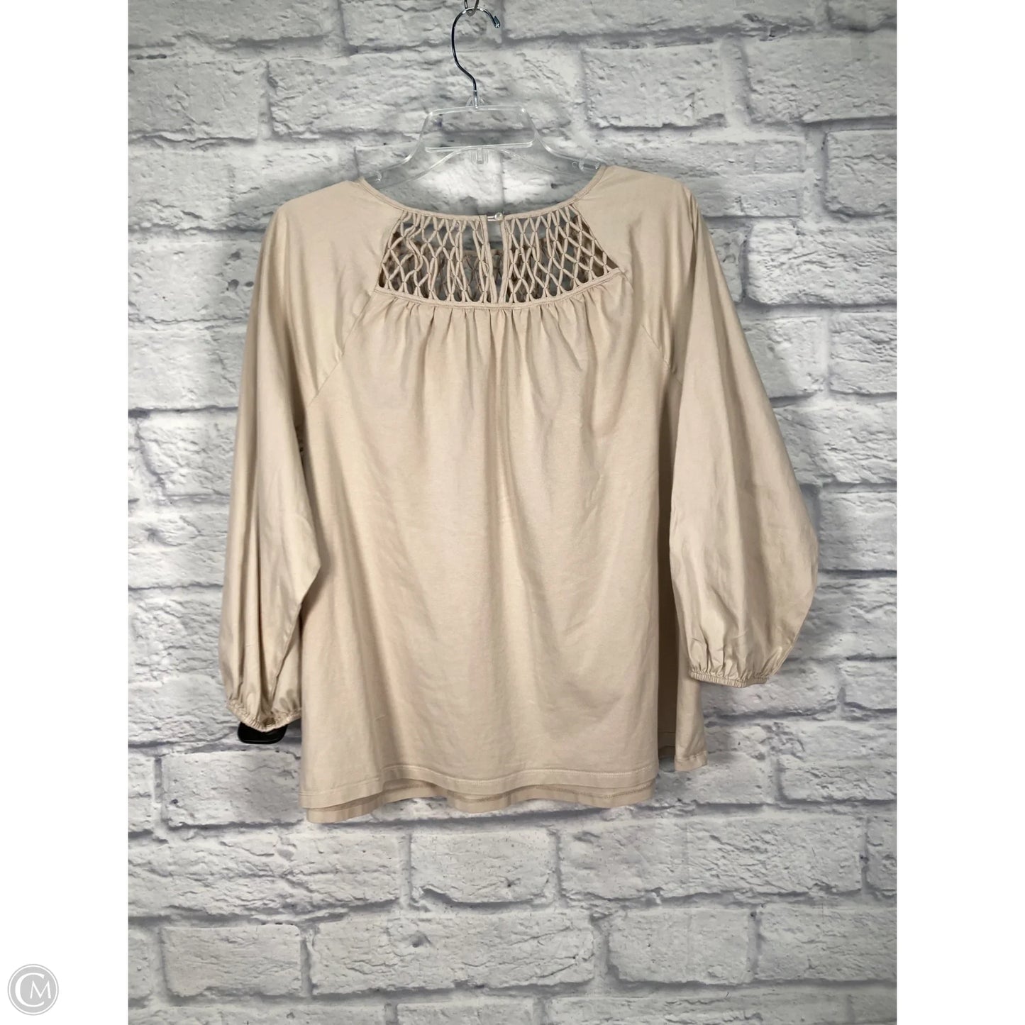 Top Long Sleeve By Chicos In Tan, Size: Xl