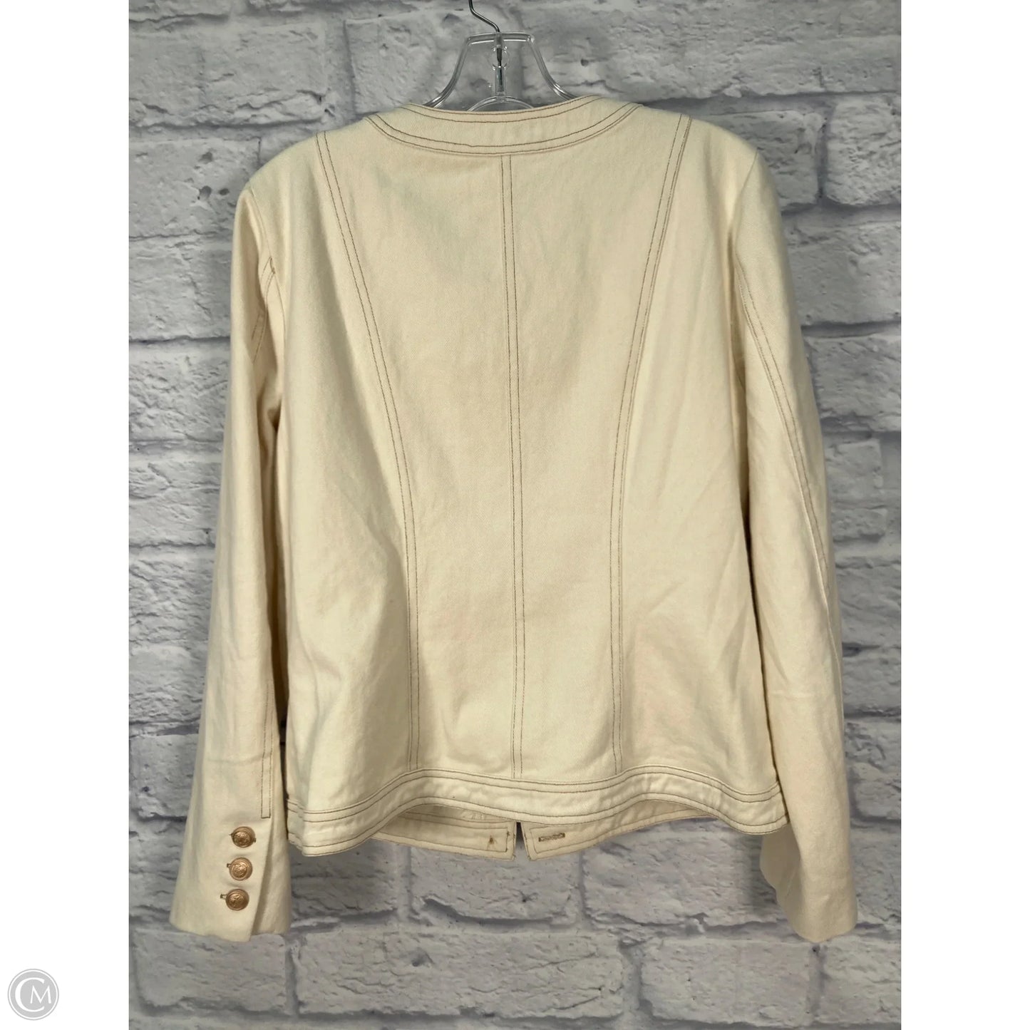 Jacket Denim By Clothes Mentor In Cream Denim, Size: L