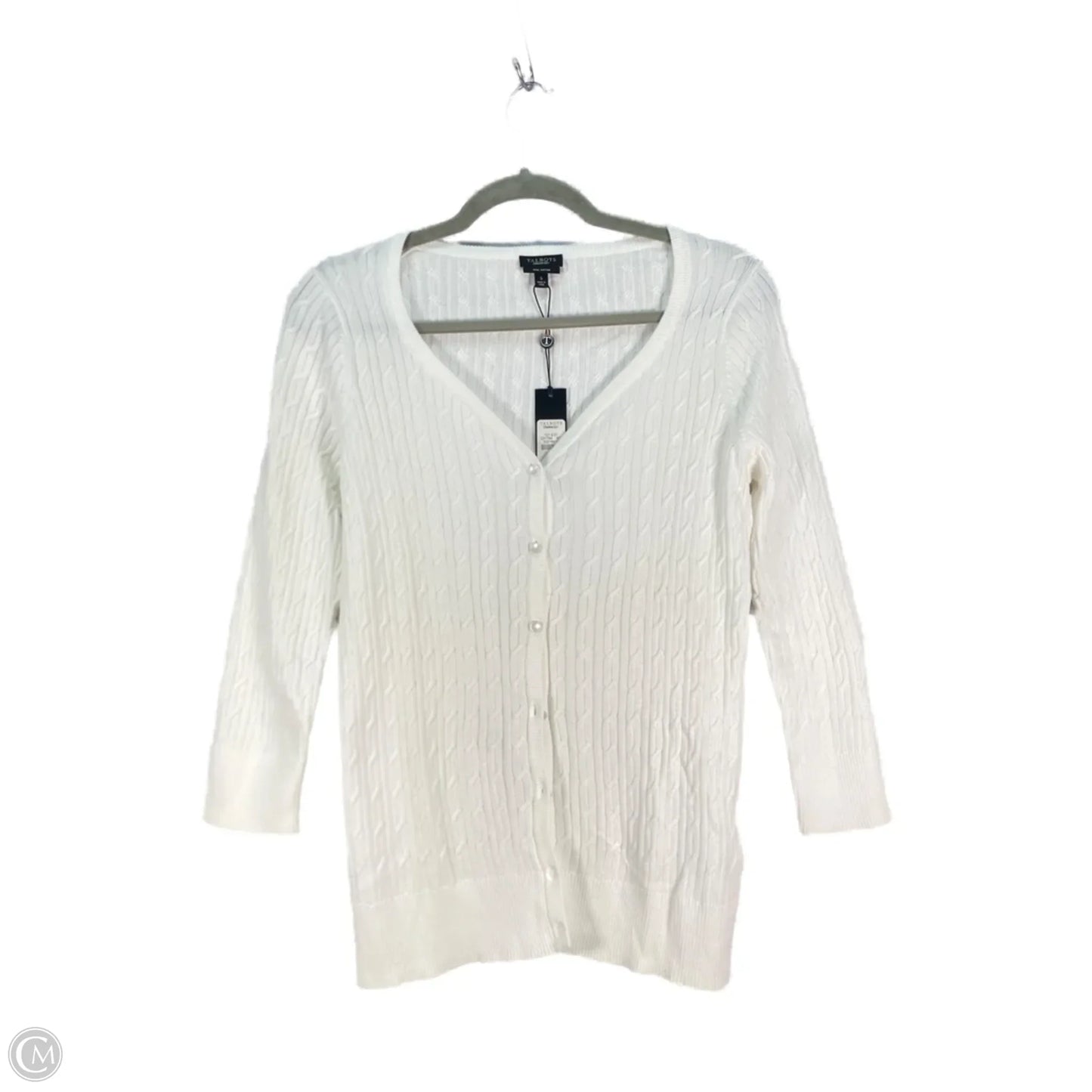 Sweater Cardigan By Talbots In Cream, Size: S