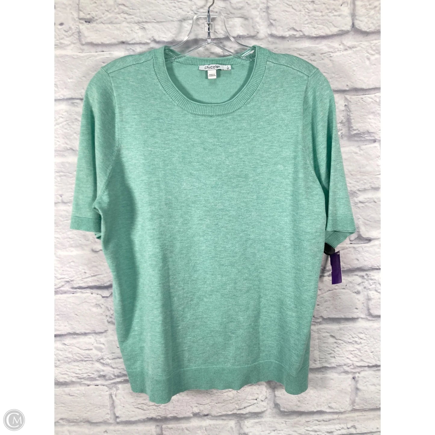 Top Short Sleeve By Chicos In Green, Size: M