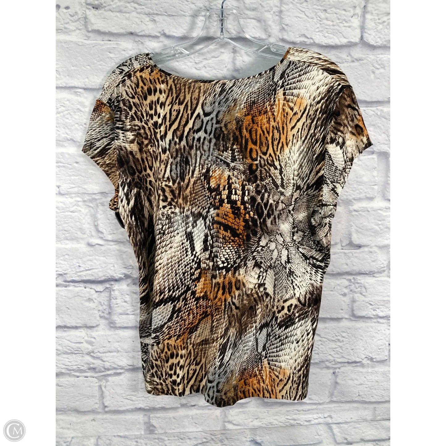Top Short Sleeve By Chicos In Animal Print, Size: L