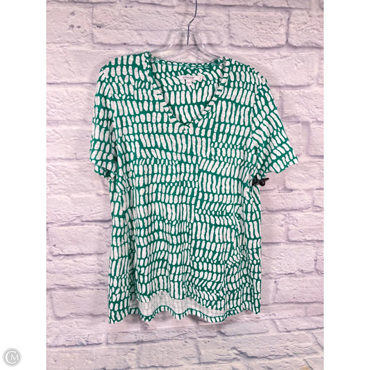 Top Short Sleeve By Chicos In Green & White, Size: M