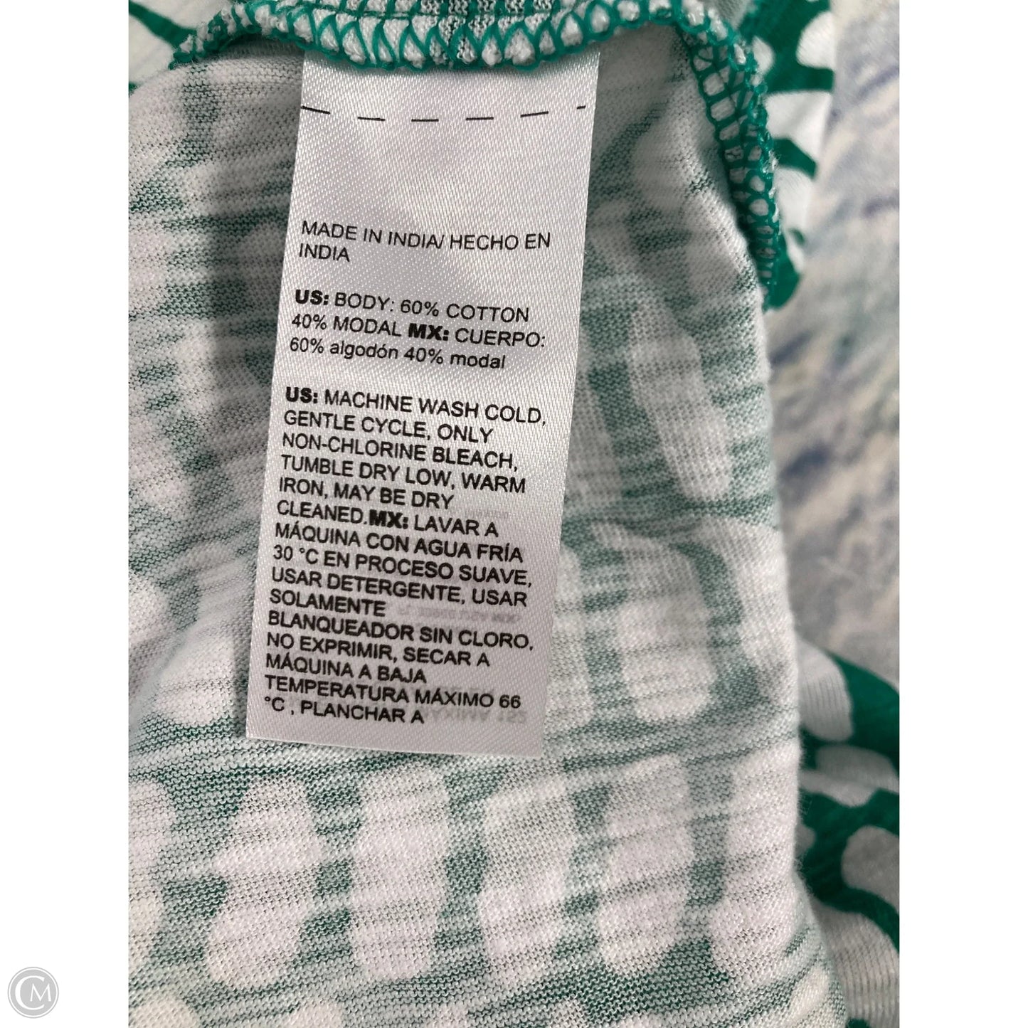 Top Short Sleeve By Chicos In Green & White, Size: M