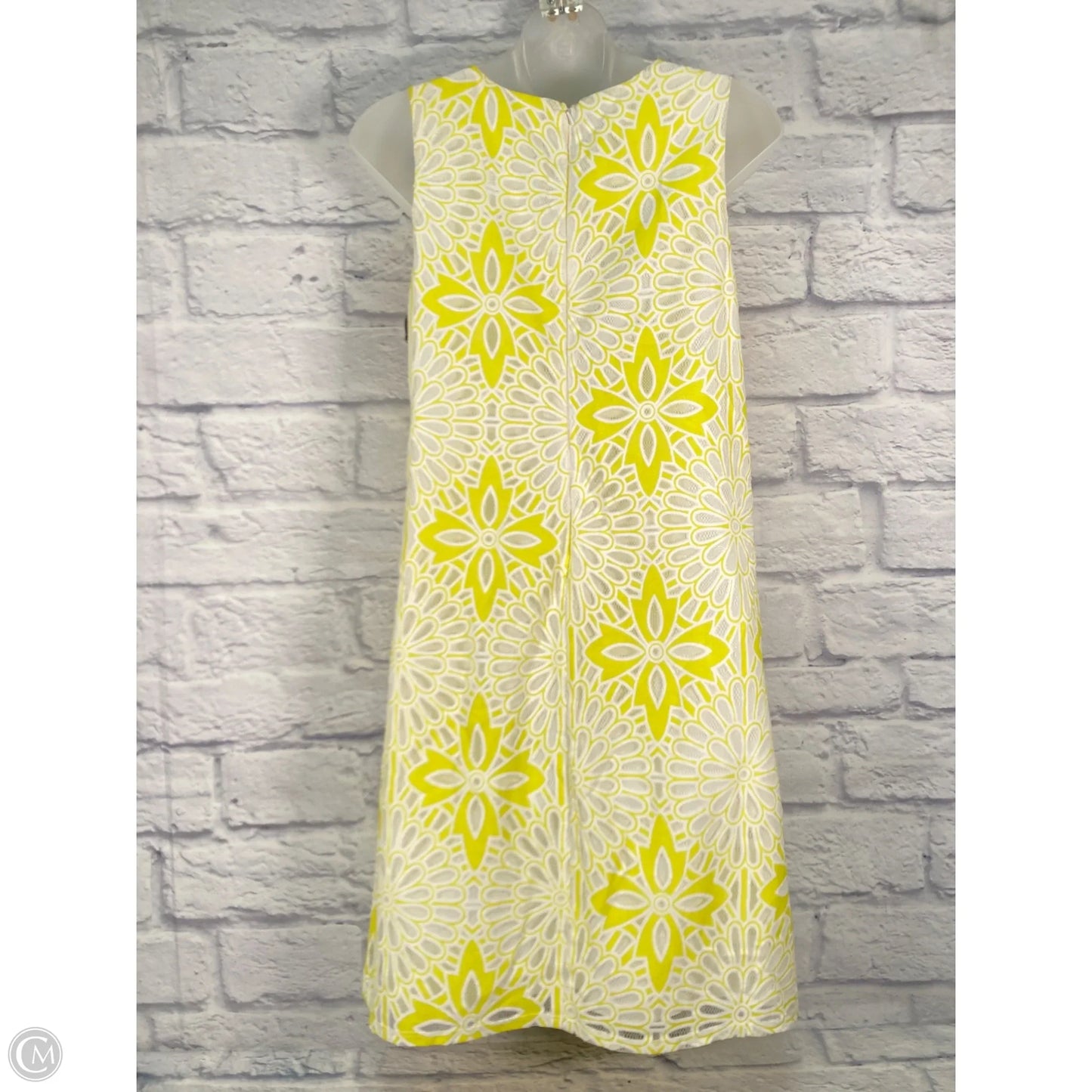 Dress Party Short By Weston Wear In White & Yellow, Size: S