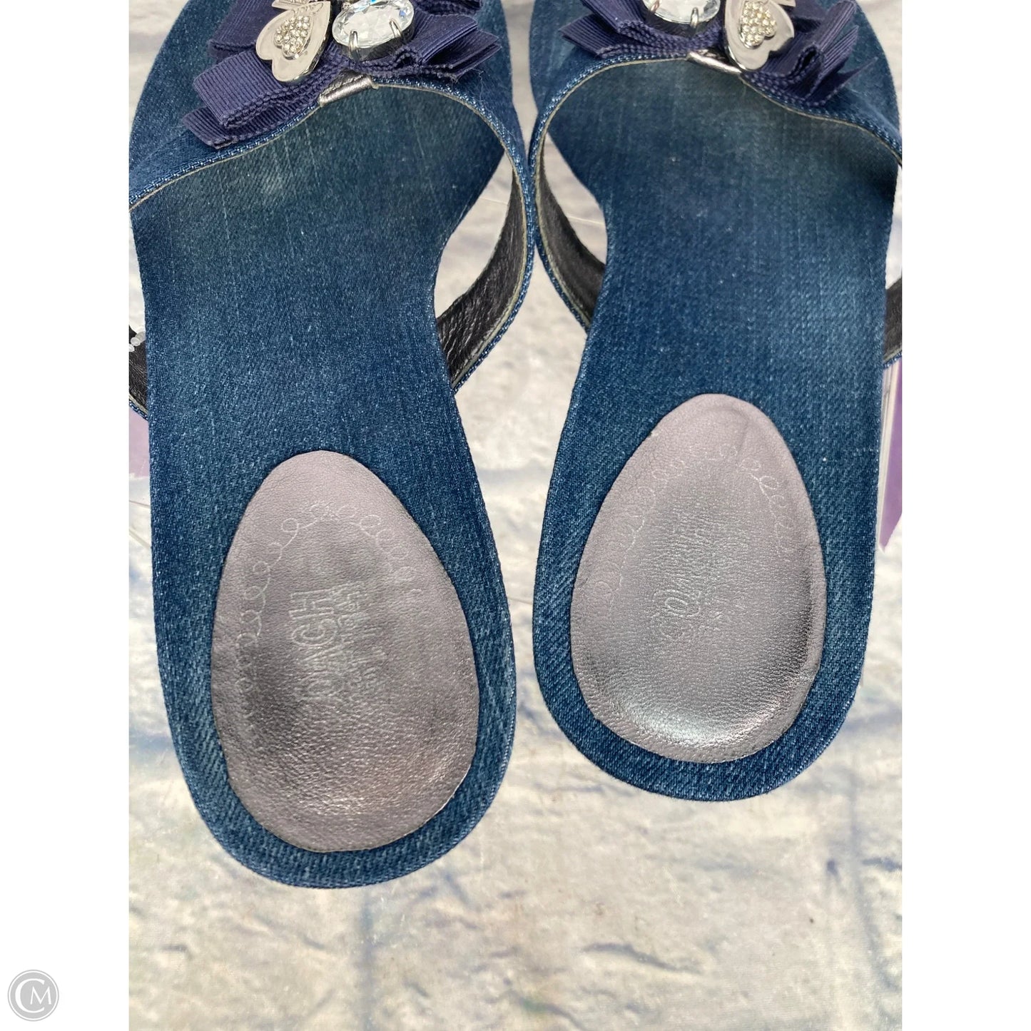 Sandals Designer By Coach In Blue Denim, Size: 8.5