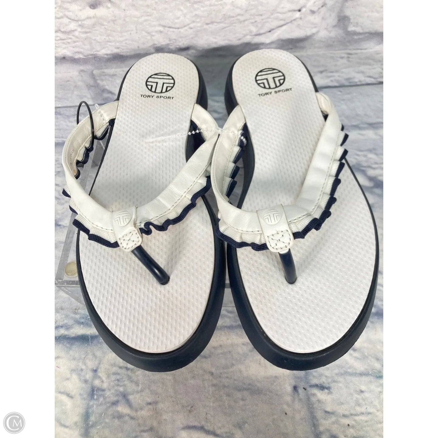 Sandals Designer By Tory Burch In Black & White, Size: 8