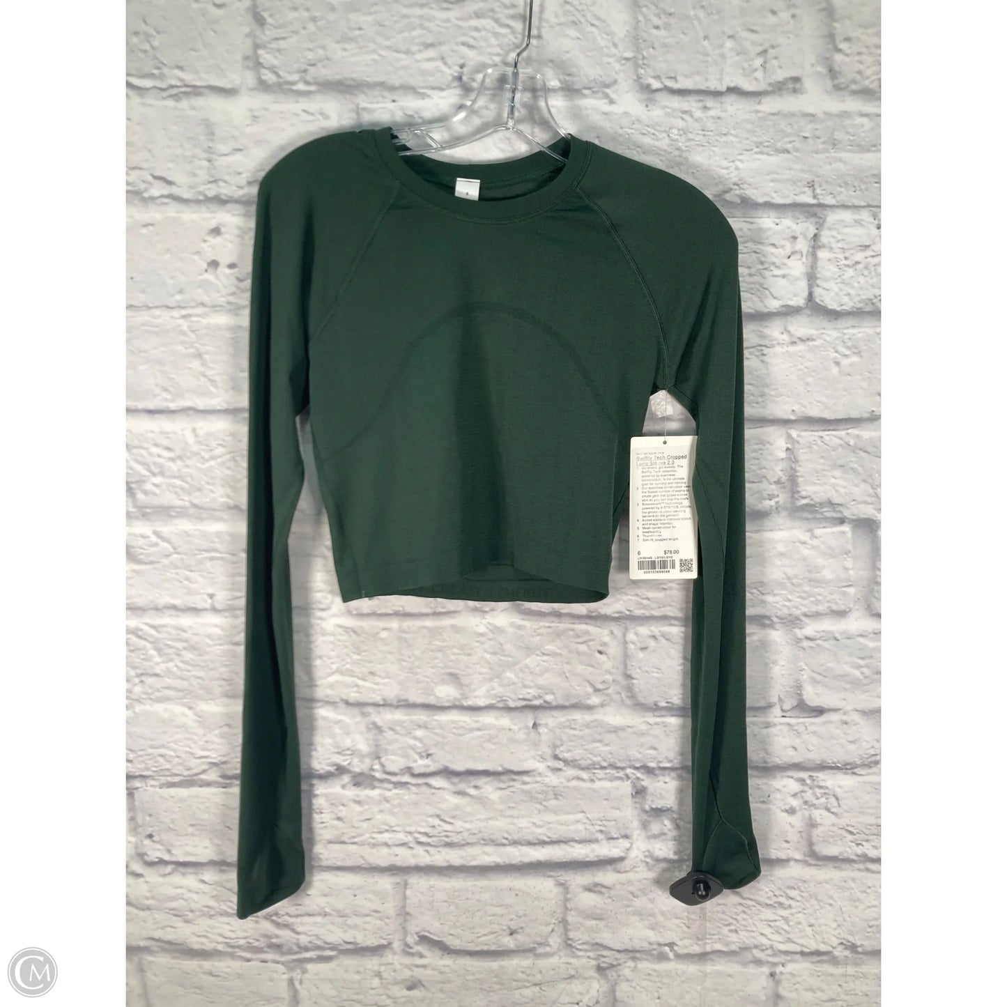Athletic Top Long Sleeve Crewneck By Lululemon In Green, Size: 6