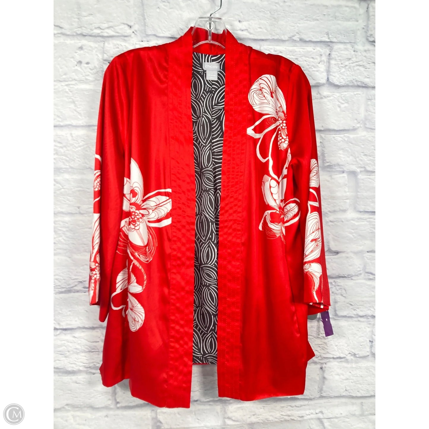 Kimono By Chicos In Red & White, Size: M