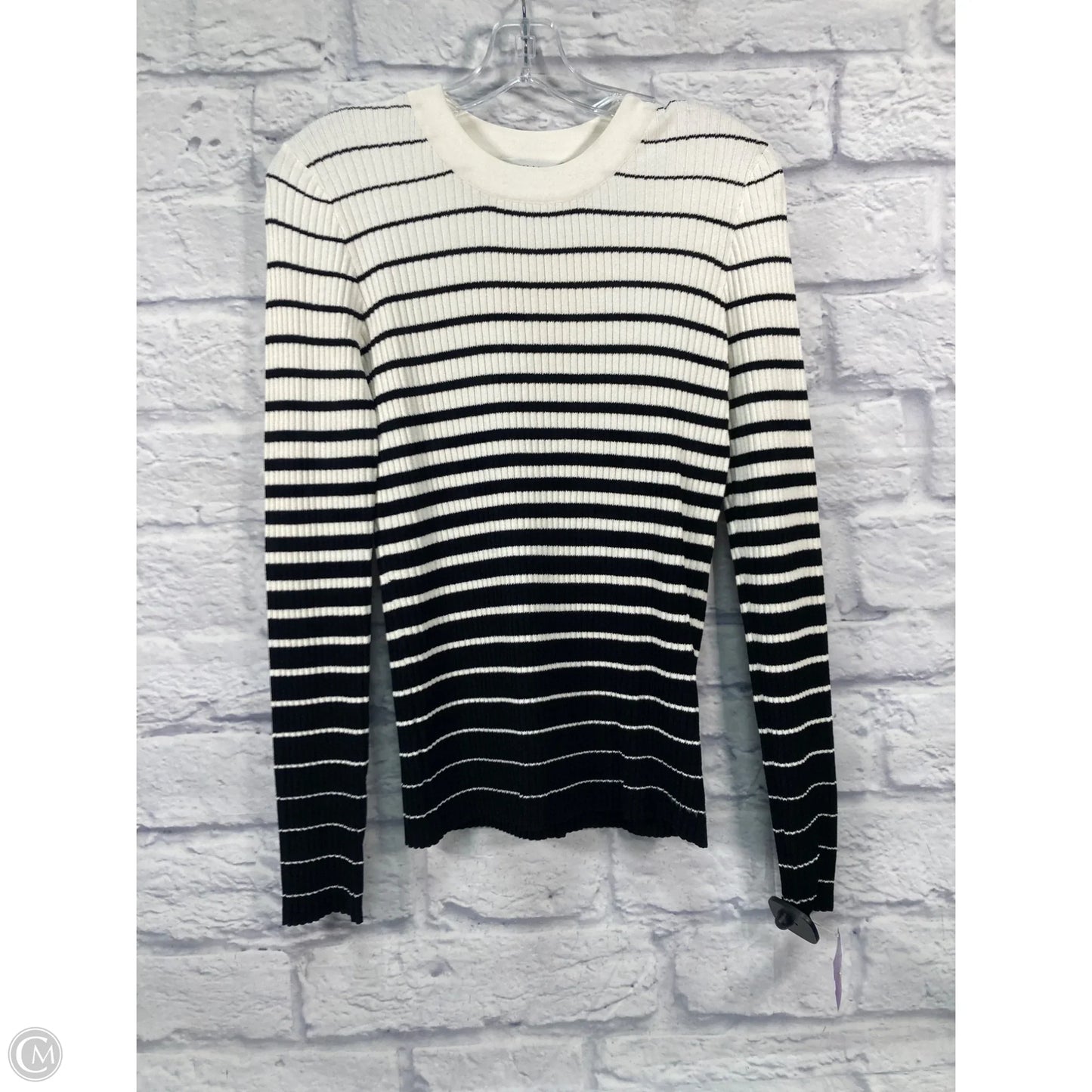 Top Long Sleeve Designer By Milly In Striped Pattern, Size: L