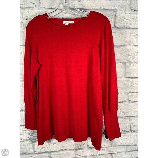 Top Long Sleeve Basic By Chicos In Red, Size: M