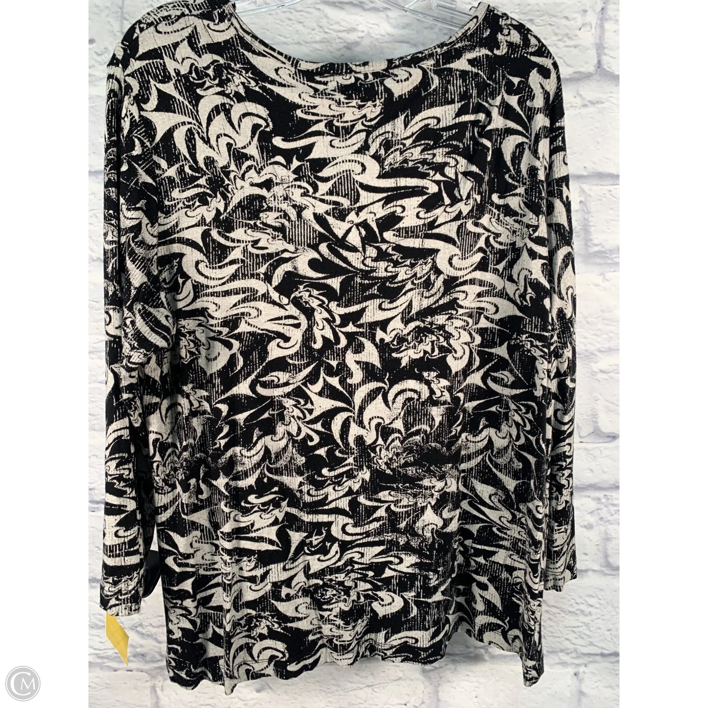 Top Long Sleeve By Chicos In Black & Grey, Size: Xl