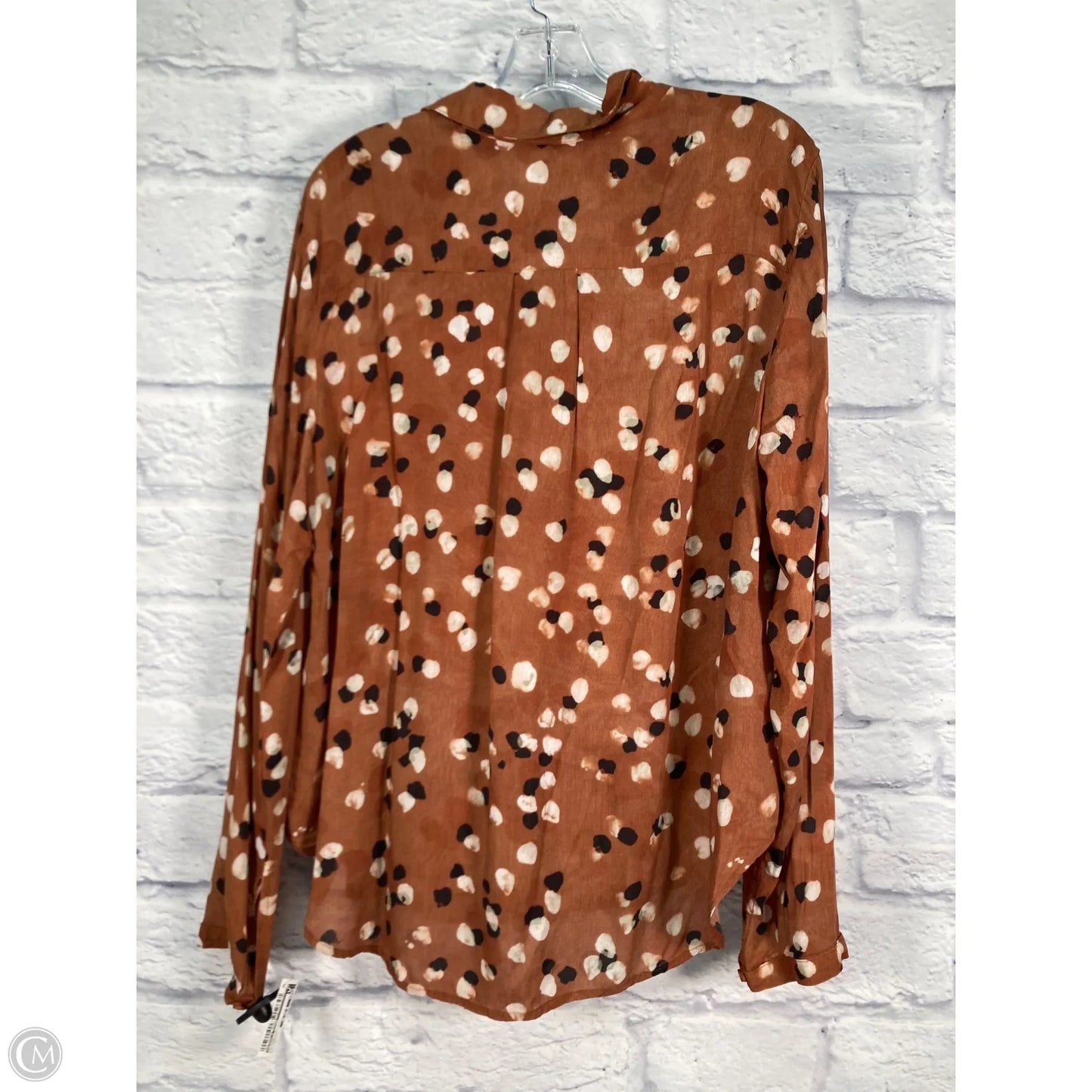 Blouse Long Sleeve By Cloth & Stone In Polkadot Pattern, Size: Xl