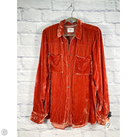 Top Long Sleeve By Holding Horses In Orange, Size: L